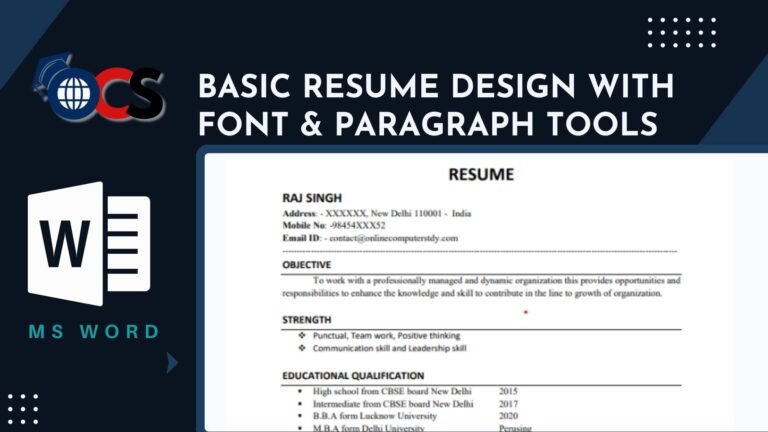Resume MS Word Project free for student